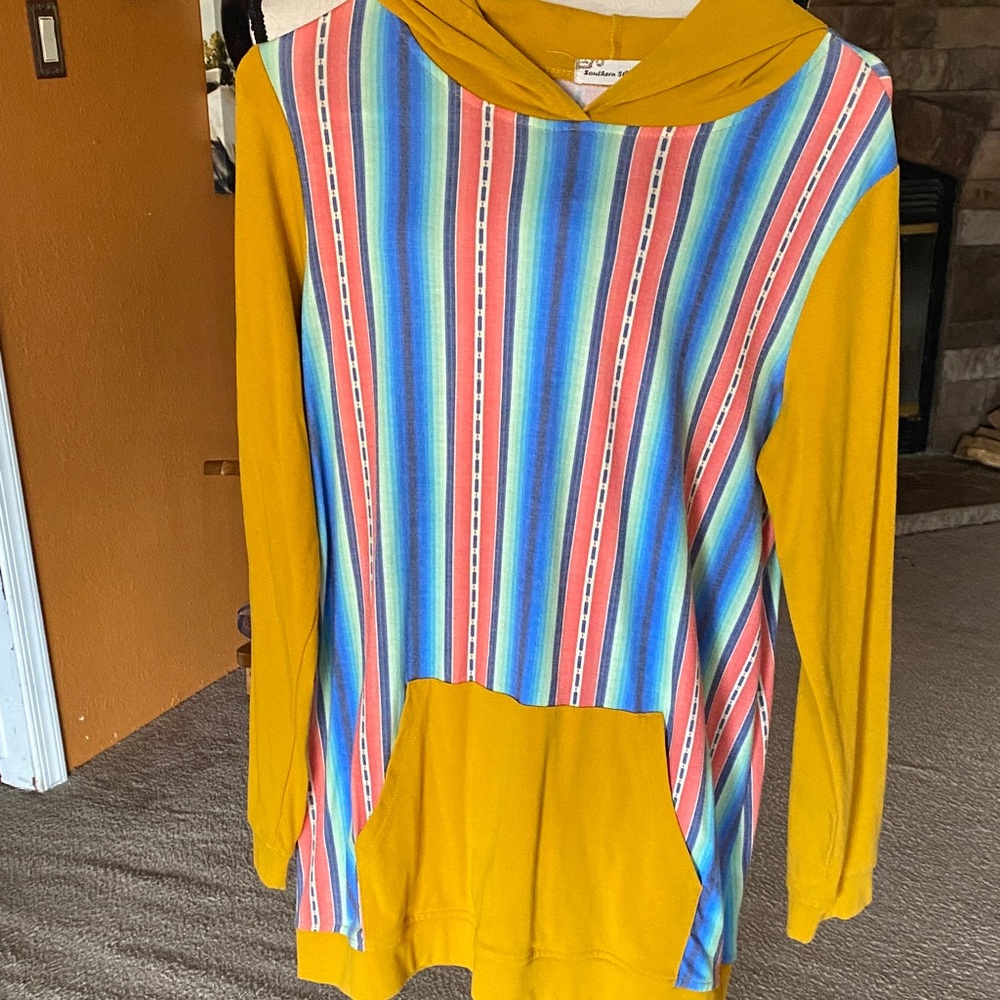 Striped Multicolor Hoodie Sweatshirt - MED